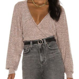 NWT Free People shiny metallic wrap sweater